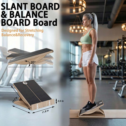 2-in-1 Slant Board & Balance Board with Timer
